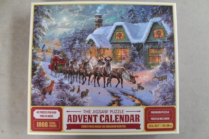 Kerst Adventskalender Puzzel (1008 st.) Christmas Magic, Ophalen of Verzenden, 500 t/m 1500 stukjes, Gebruikt, Legpuzzel