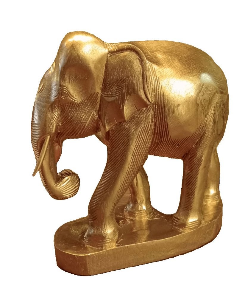 Verguld, massief houten olifant., Antiek en Kunst, Houtsnijwerk, Ophalen of Verzenden, 20 - 50 cm, Hout