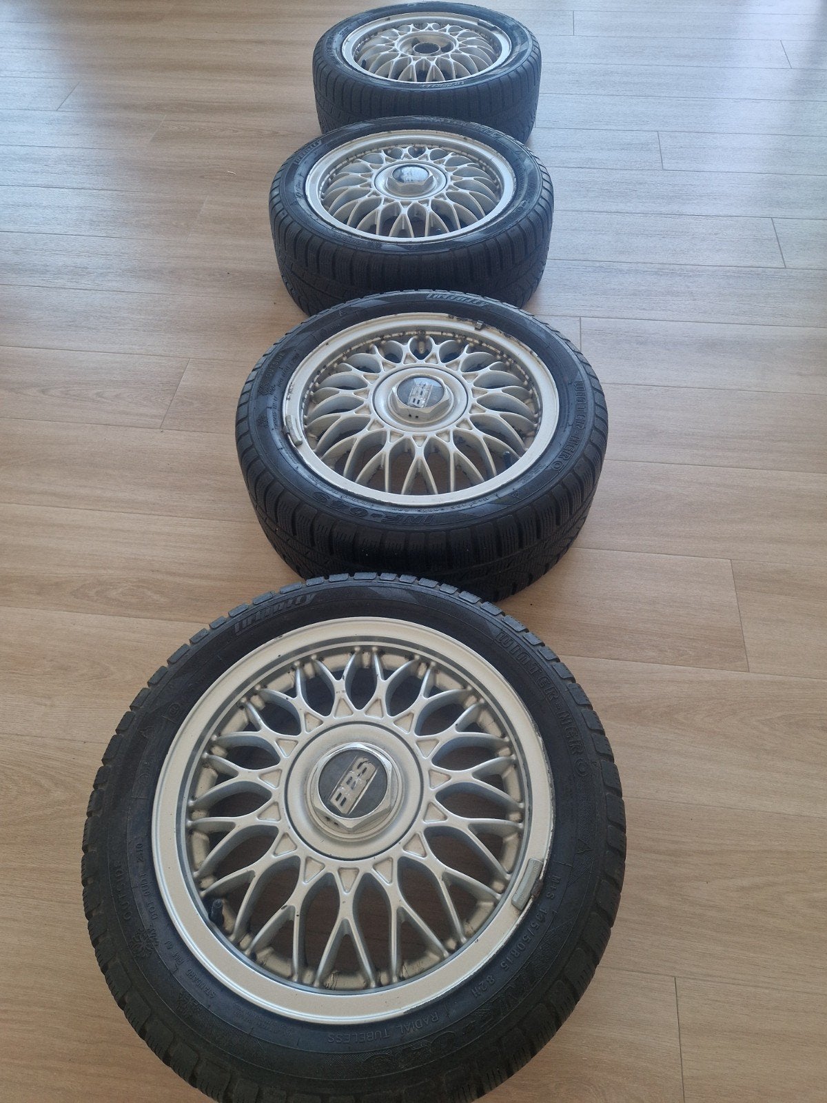 BBS Velgen met Winterbanden 195/50R15, Ophalen, Gebruikt, 15 inch, Banden en Velgen