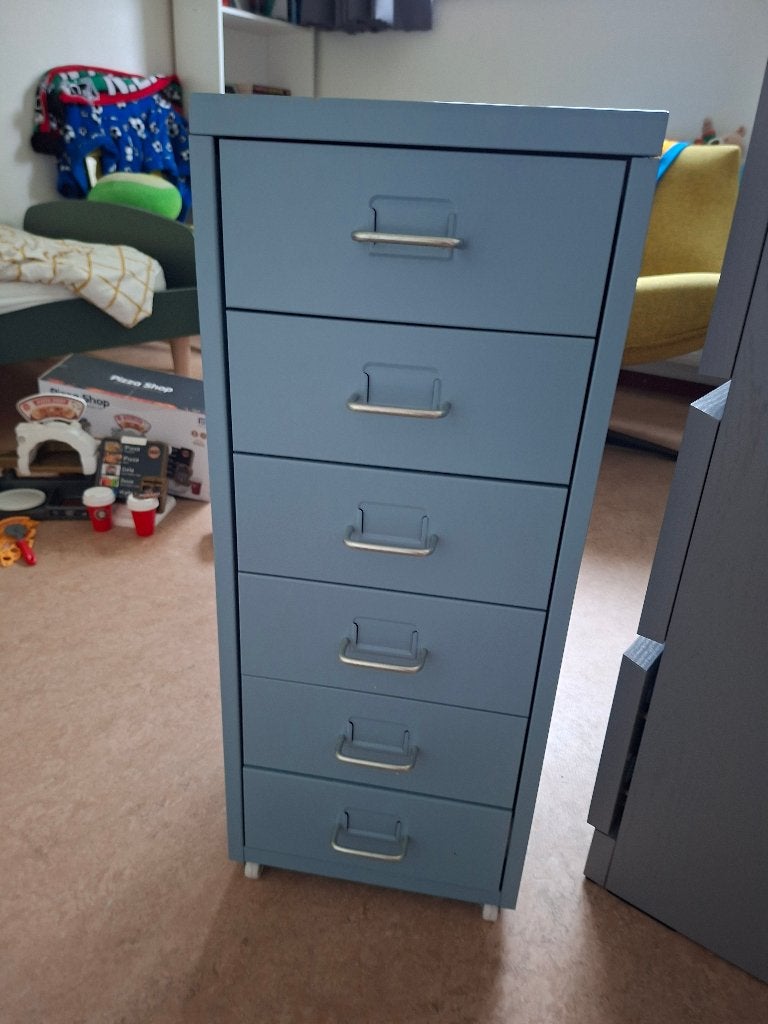 Ladekastje Ikea Helmer Grijsblauw, Ophalen, Minder dan 50 cm, 5 laden of meer, Zo goed als nieuw