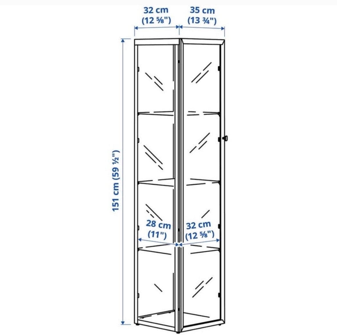 IKEA Detolf Vitrinekast - Glas en Hout, Ophalen, Minder dan 50 cm, Gebruikt, Glas