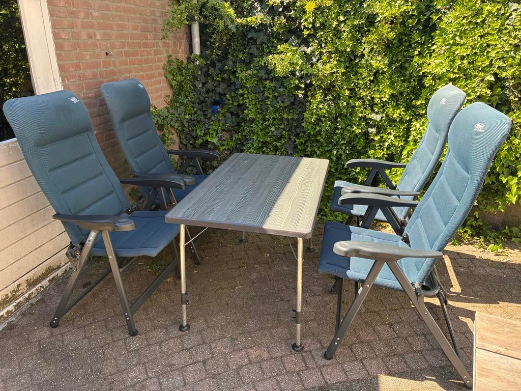 Complete Camping Set: 4 Crespo Stoelen & Dukdalf Tafel, Ophalen, Gebruikt, Campingstoel