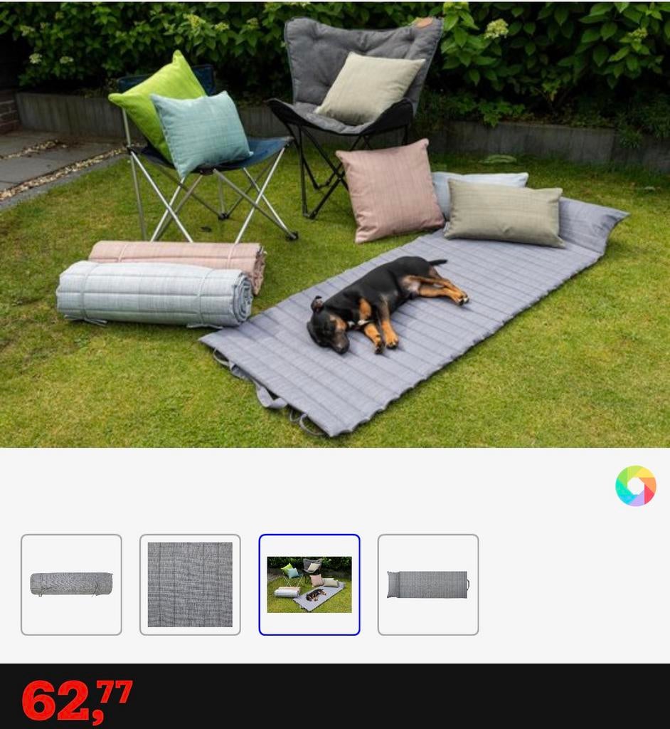 Lennon outdoor strandmat lichtgrijs 58x180 cm, Ophalen of Verzenden, Nieuw, Overige materialen, Inklapbaar