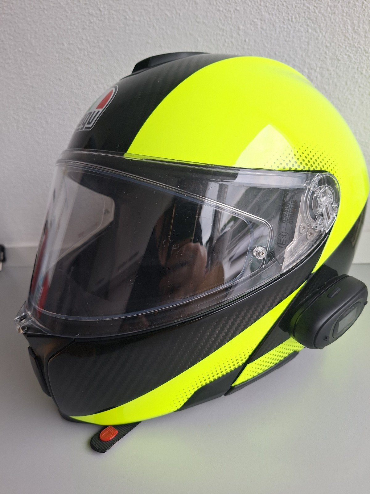 AGV Sportmodular Carbon HI-VIS Helm M met Sena communicatie, Ophalen