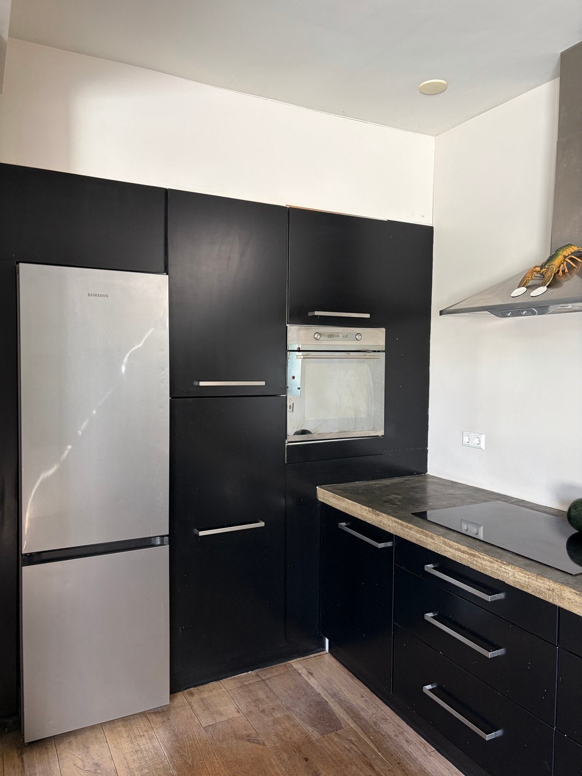 IKEA keuken met vaatwasser en oven 480x230 inbouw, Gebruikt, Overige materialen, Zwart, Hoekkeuken
