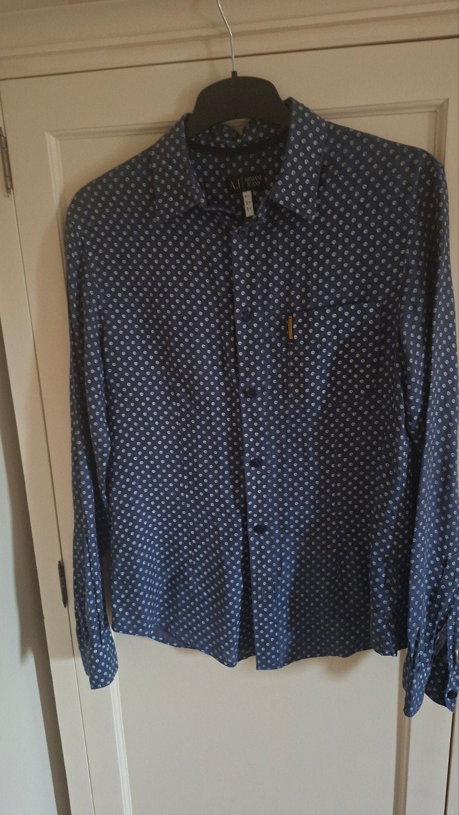 Armani Jeans, linnen Heren overhemd - maat L, Armani Jeans, Blauw, Ophalen of Verzenden, Halswijdte 41/42 (L)