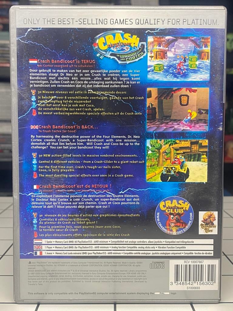 Crash Bandicoot The Wrath of Cortex - Platinum PS2 Game, Avontuur en Actie, Www.konami.com, 1 speler, Ophalen of Verzenden