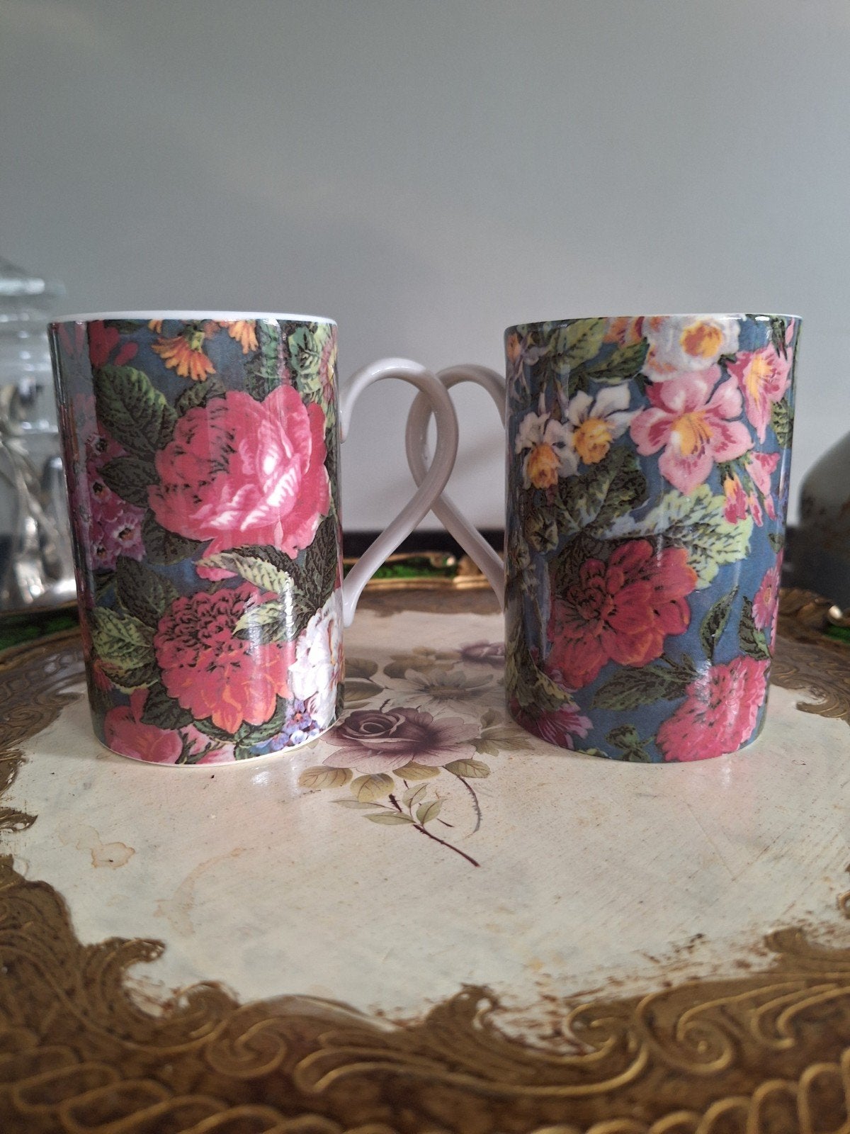 2 Dunoon Scotland koffie bekers met oor 19th Century designs, Ophalen of Verzenden