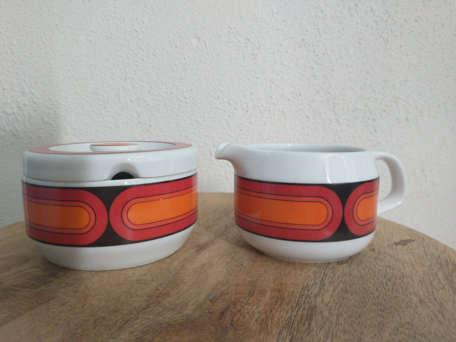 Retro Arzberg suiker- en melksetje - Oranje/Bruin, Ophalen of Verzenden