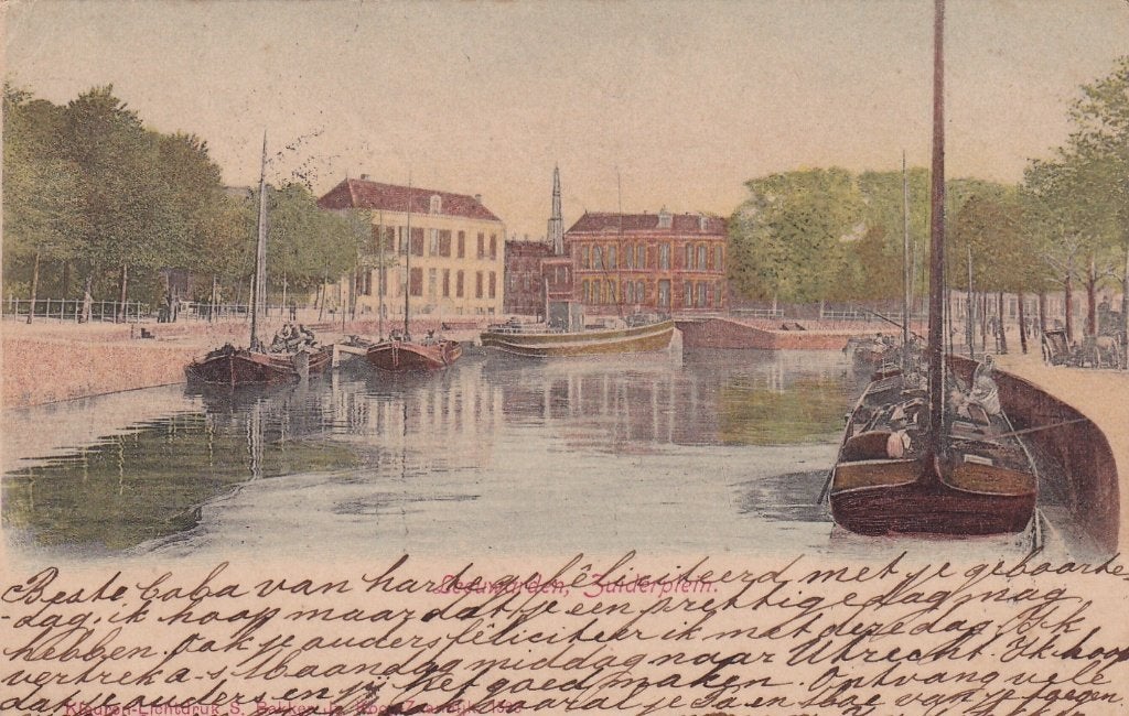 Oude Ansichtkaart: Haven van Leeuwarden, Gelopen (1900-1920), Ophalen of Verzenden, Voor 1920, Gelopen, Friesland