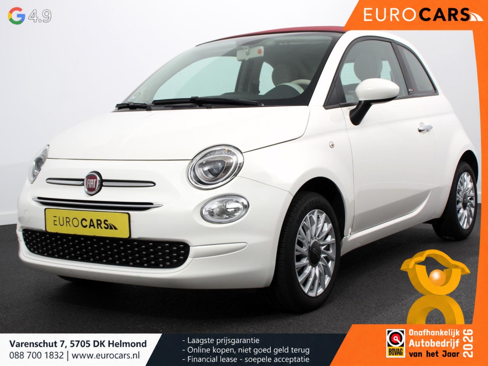 Fiat 500 C 1.0 69pk Hybrid Lounge Plus Climate Control Navig, Auto's, Voorwielaandrijving, Stof, Gebruikt, Euro 6