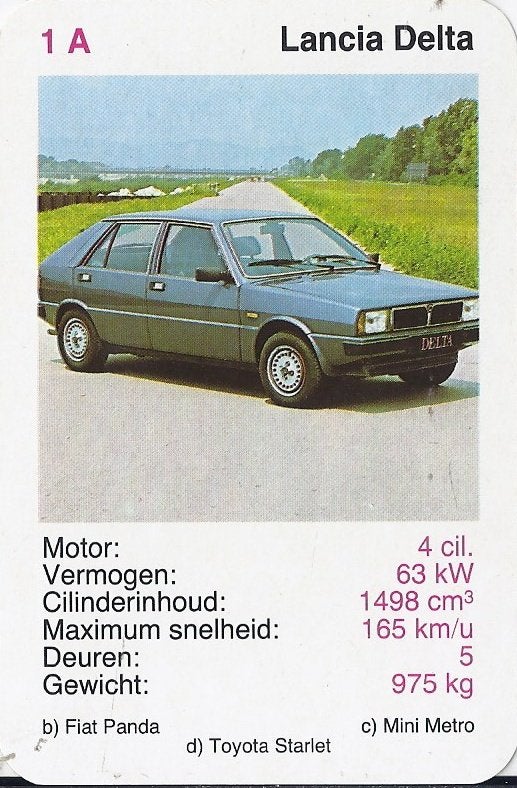 Autokaartje 1a Lancia Delta, Ophalen of Verzenden, Zo goed als nieuw, Auto's