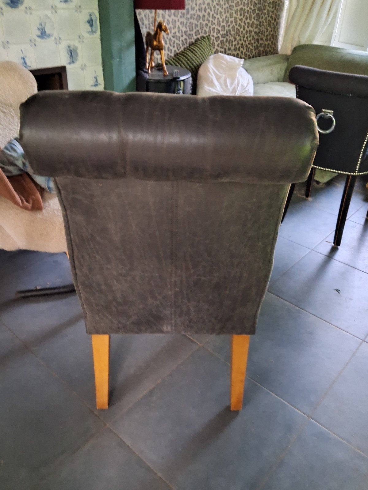 Stoel, Huis en Inrichting, Stoelen, Ophalen of Verzenden, Zwart, Leer, Eén