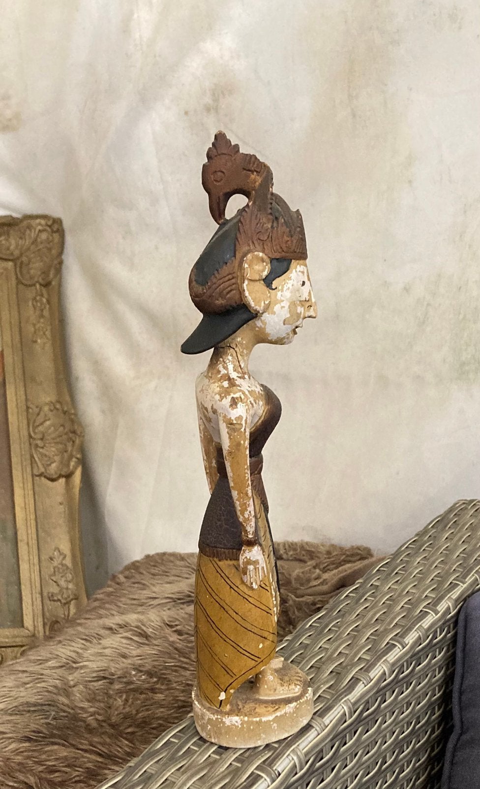 Antiek houten beeldje Indonesië Indië godheid vogel hoofd., Antiek en Kunst, Kunst | Beelden en Houtsnijwerken, Ophalen of Verzenden