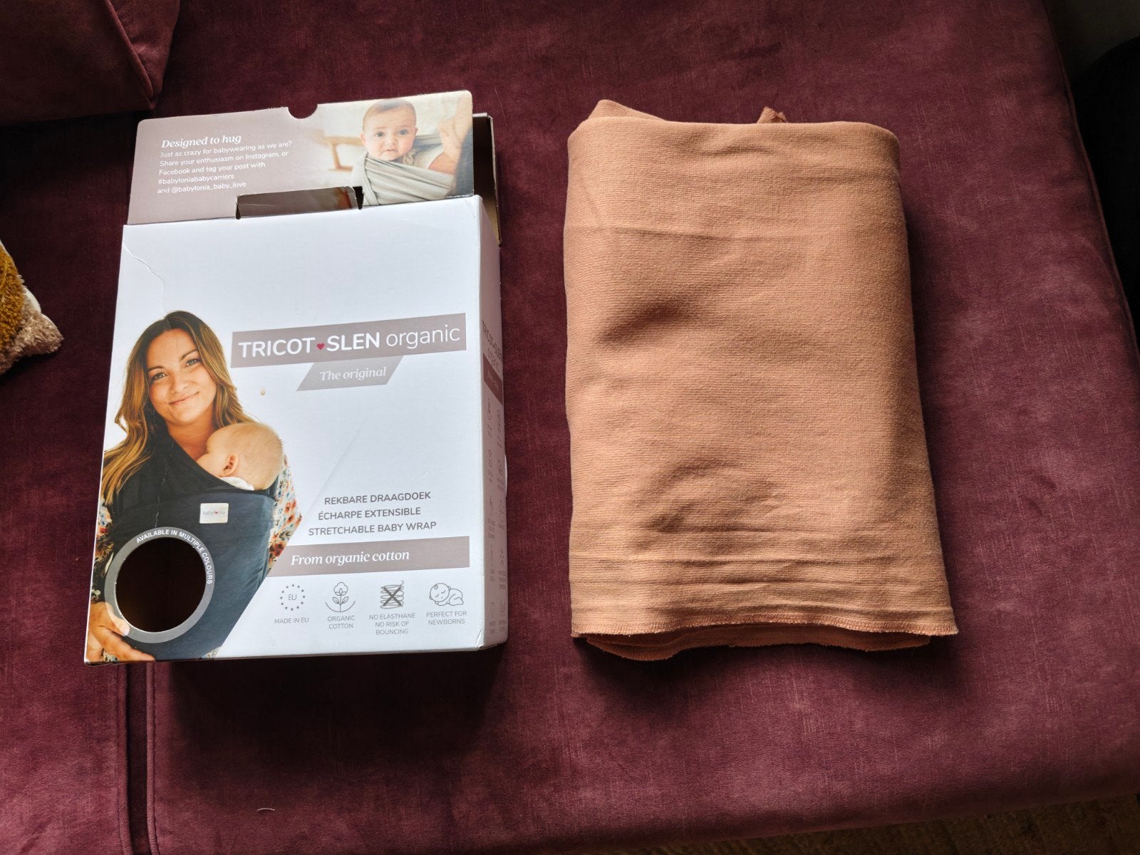 Tricot-Slen Organic Draagdoek - Camel, Overige merken, Draagdoek, Ophalen of Verzenden, Zo goed als nieuw