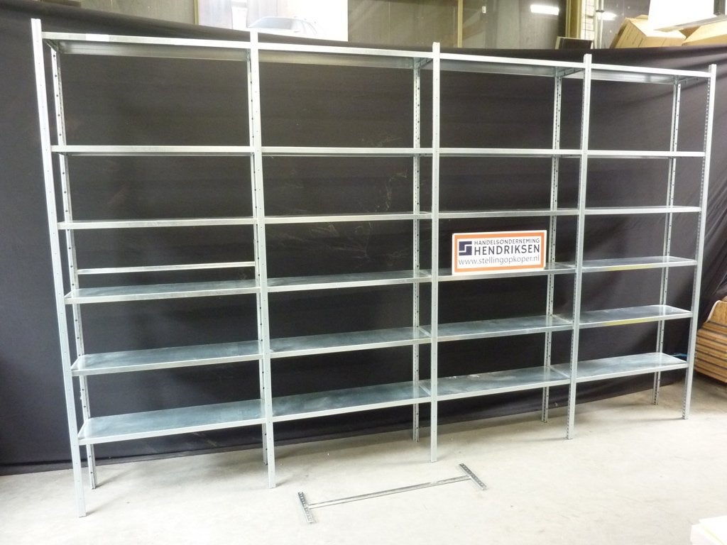 Stalen stelling / stellingkast / legbordstelling 405x32x250, Gebruikt, Handelsonderneming Hendriksen, Ophalen of Verzenden, Munstermanstraat 6 - Hal 3 - Silvolde