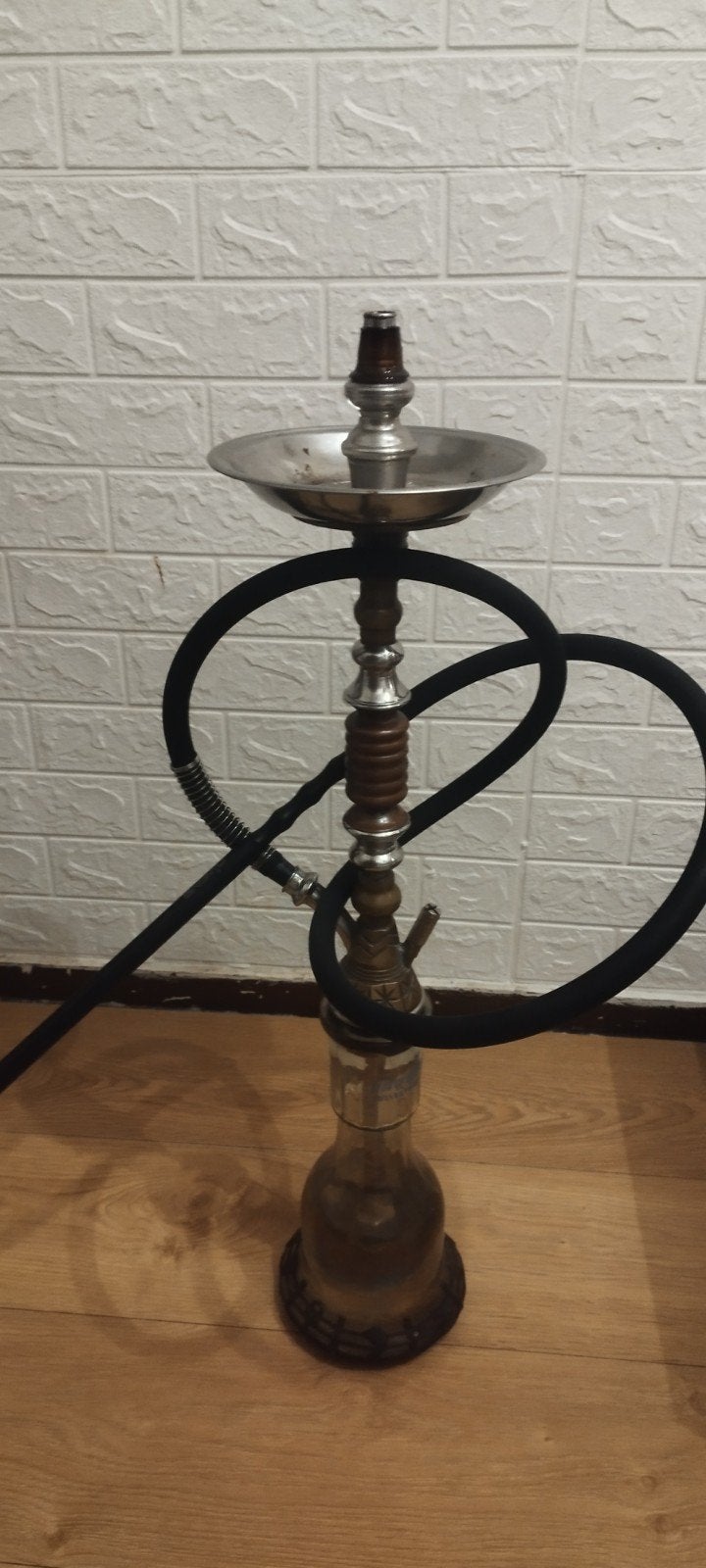 Mooie waterpijp met slang en glazen vaas, Ophalen, Gebruikt, (Water)pijp