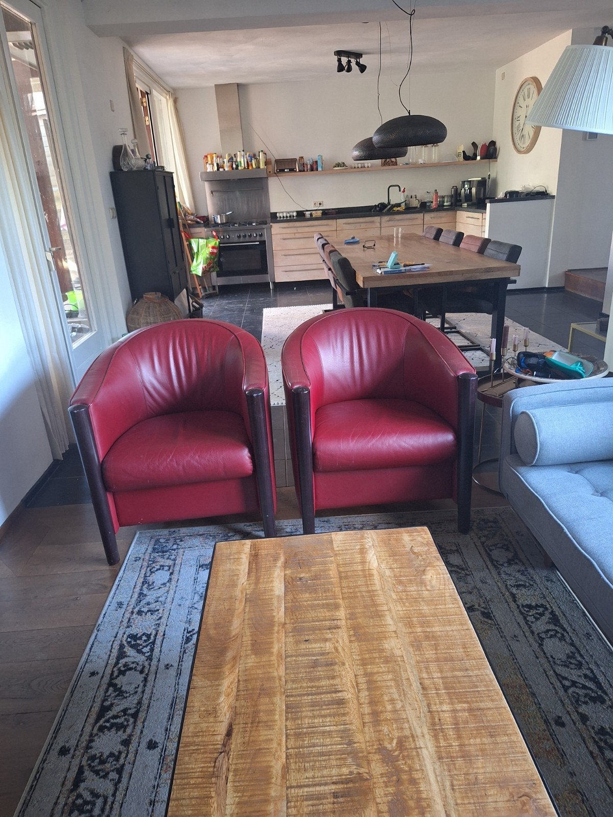 2 Fauteuils leer, Ophalen, Gebruikt, 50 tot 75 cm, Leer