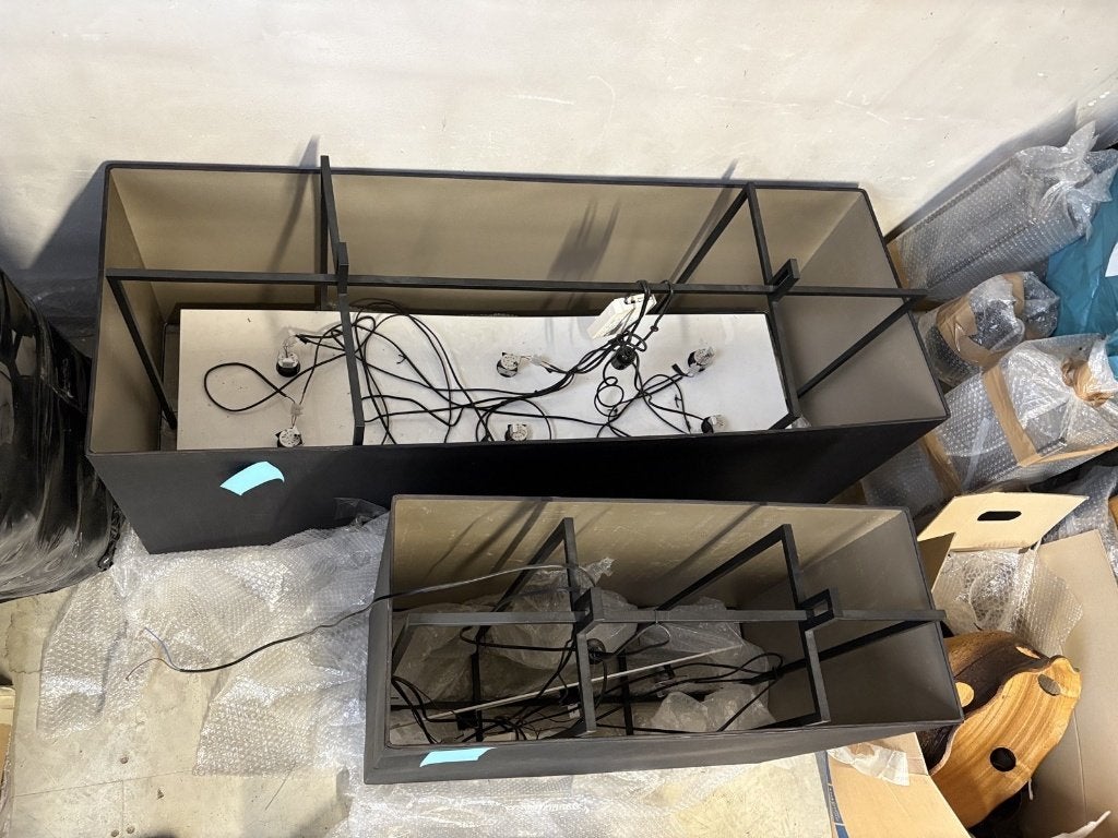 Luxe design hanglamp met stalen draadframe, 2 stuks, Ophalen, Gebruikt, Metaal, Overige fittingen