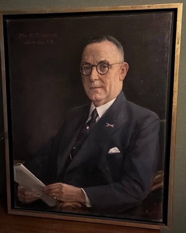 Portret van Mr. F.Teulings minister binnelandse zaken, Ophalen, Doek, Portret of Personen, Gesigneerd