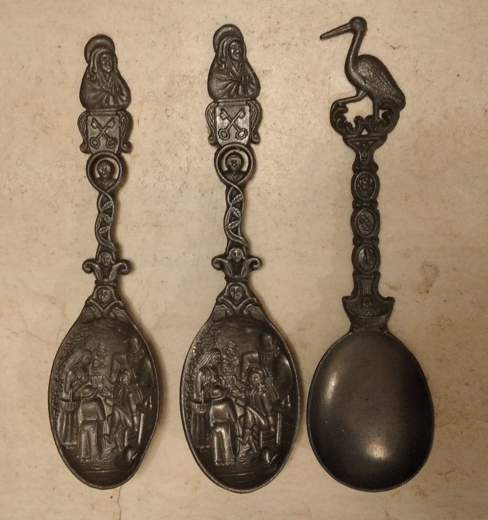 3 Antieke tinnen lepels, Ophalen of Verzenden
