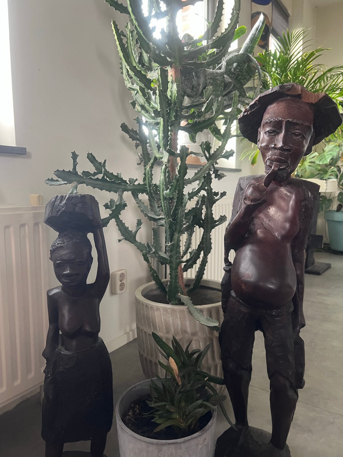 Afrikaanse ijzerhouten beelden - Man en Vrouw, Antiek en Kunst, Bruin, Afrika, Ophalen, Hout