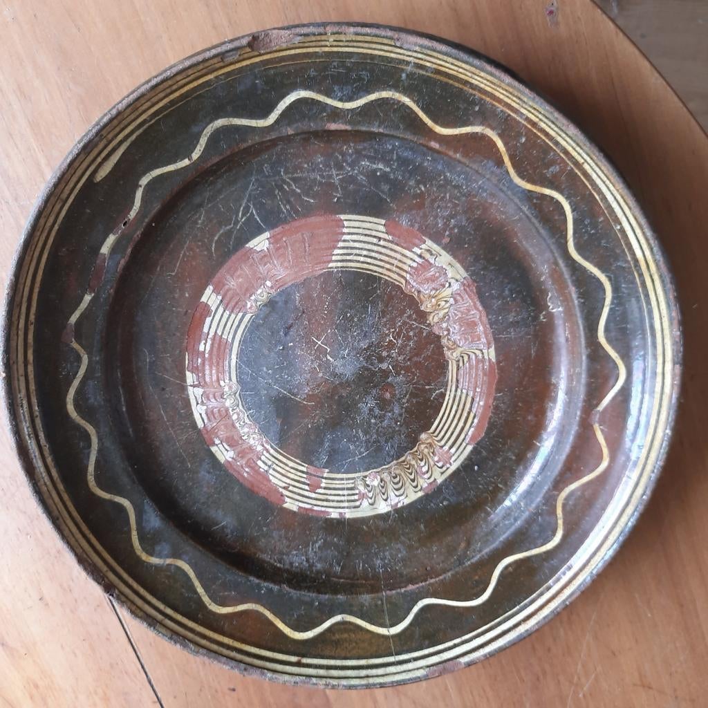 Grote Antieke Geglazuurde Terra Cotta Schaal, Verzenden