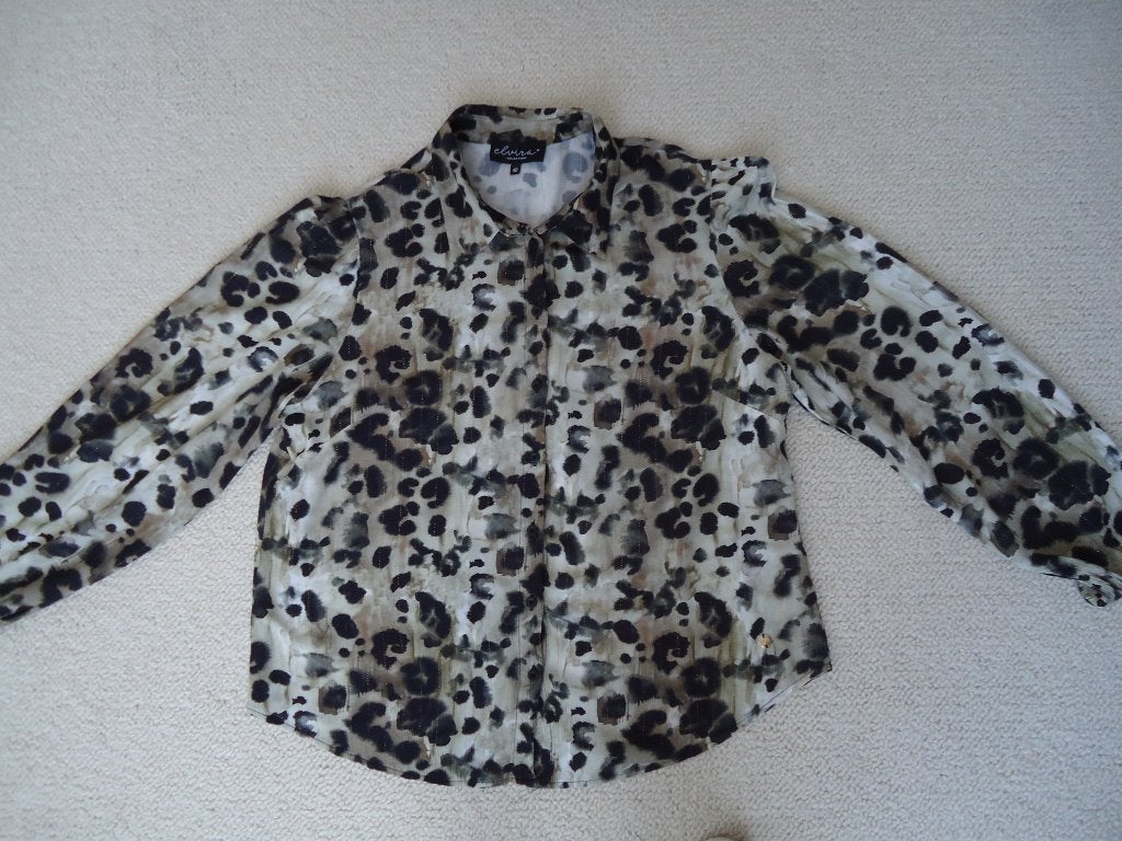 ELVIRA--LEUKE DIERENPRINT BLOUSE--ALS NIEUW--MT.40, Maat 38/40 (M), Meerkleurig, Ophalen of Verzenden, Zo goed als nieuw