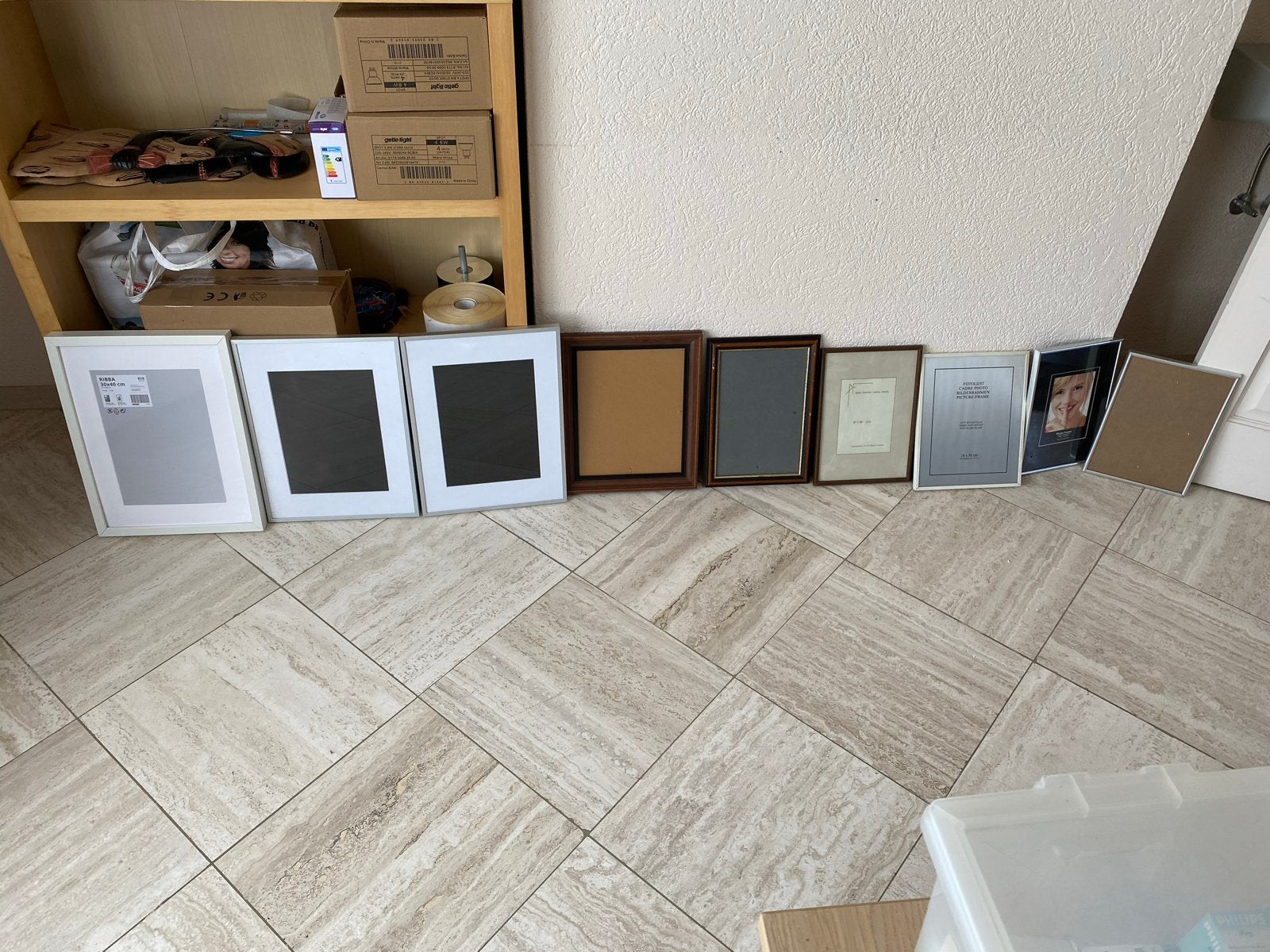9 Schilderijlijsten in diverse maten (33x40 en 23x30), Ophalen, Gebruikt, Schilderijlijst, Met glas