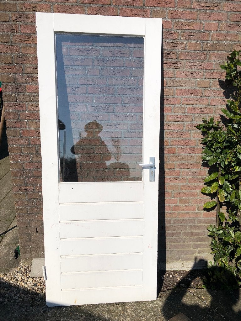 |hardhouten buitendeur| schuurdeur| dubbelglas| 204X82,4|, Ophalen, Gebruikt, 80 tot 100 cm, Buitendeur