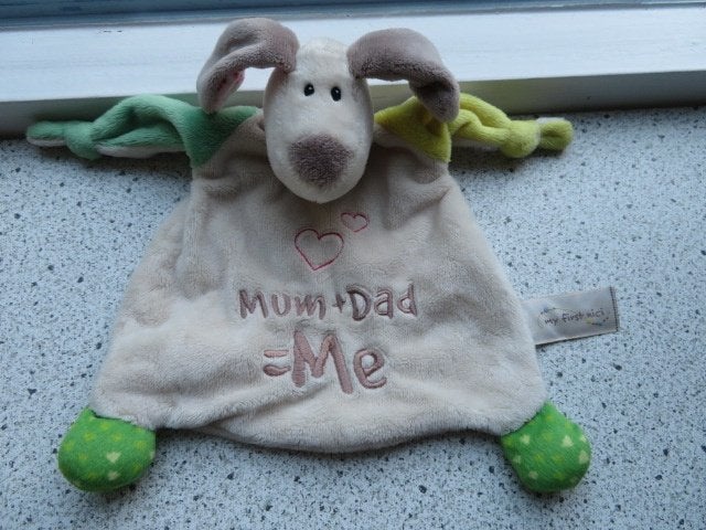 Knuffeldoek hond hondje My First NICI Mum + Dad loves Me, Ophalen of Verzenden, Zo goed als nieuw, Hond, Met label