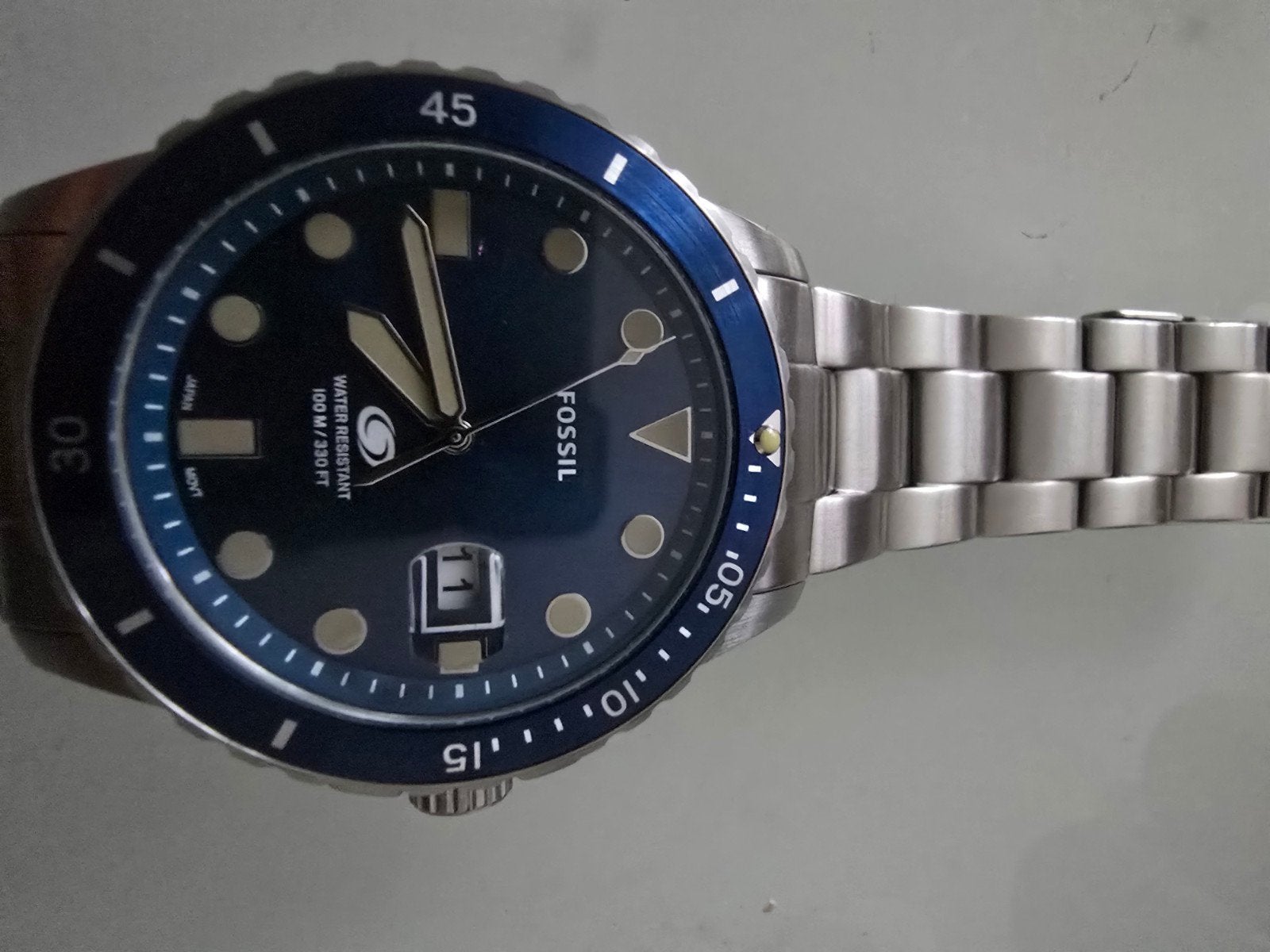 FOSSIL HORLOGE HEREN NIEUWE BATTERIJ MET DOOS ERBIJ, Ophalen of Verzenden, Zo goed als nieuw, Staal, Overige merken