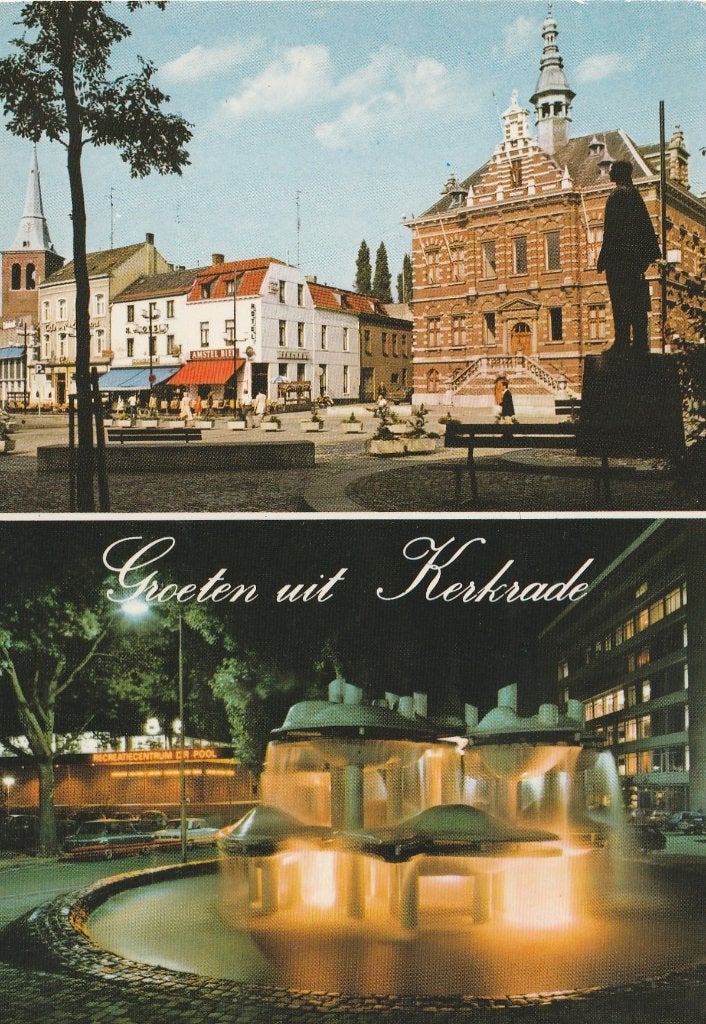 KERKRADE Gemeentehuis Fontein Avond Groeten, Verzenden, 1960 tot 1980, Gelopen, Limburg