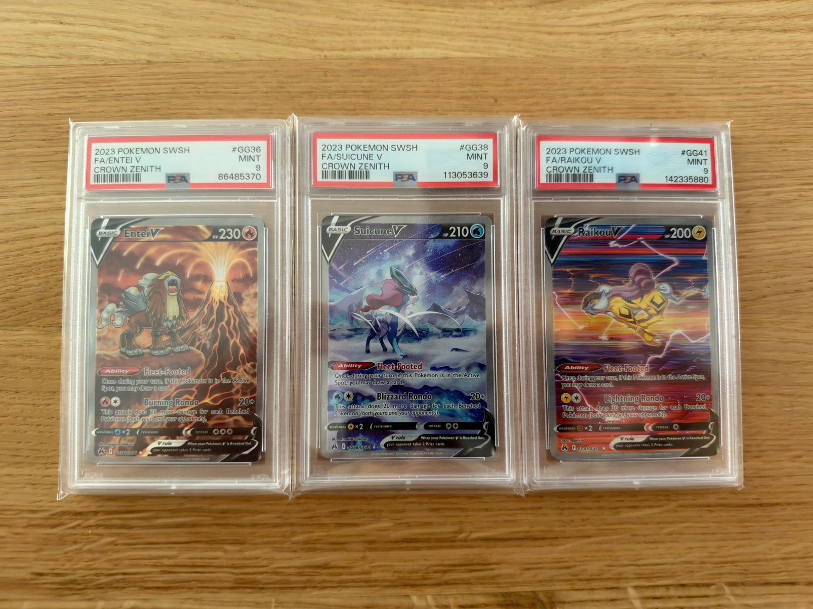 Pokemon Crown zenith entei suicune raikou psa 9, Ophalen of Verzenden, Nieuw, Losse kaart