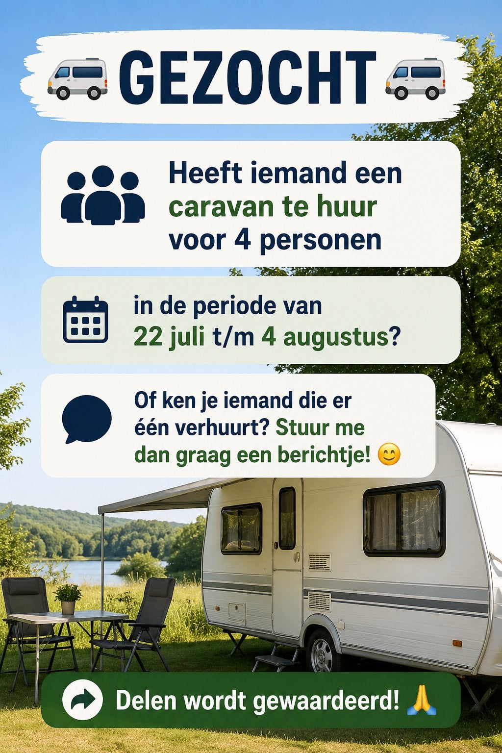 Caravan huren, Ophalen of Verzenden