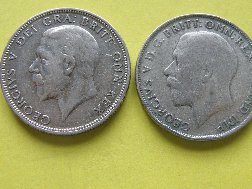 Engeland 2 x 1 florin zilver 1921 en 1928 george v, Verzenden, Overige landen, Setje, Zilver