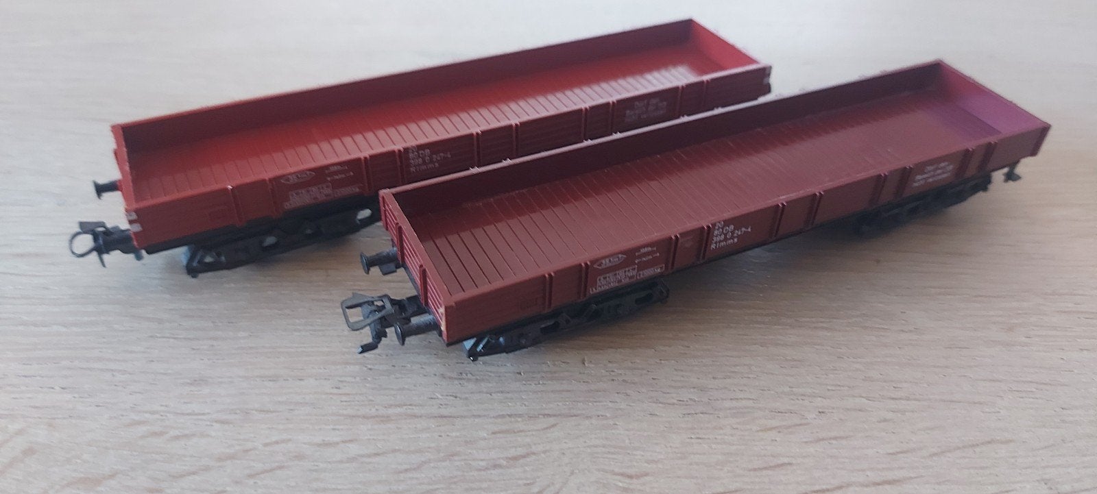 2 Märklin DB Rimms 4 asser lageboordwagens, Wisselstroom, Wagon, Ophalen of Verzenden, Zo goed als nieuw