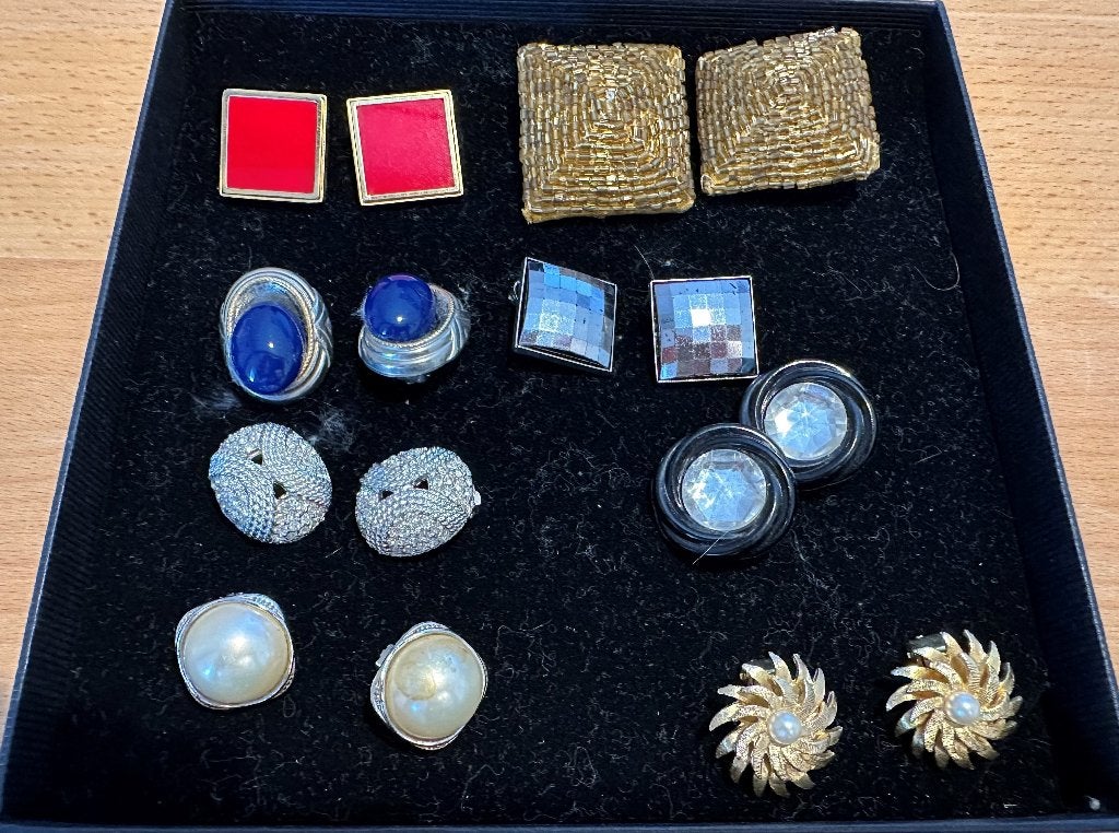 Vintage oorbellen: 8 sets oorclips, Ophalen of Verzenden, Zo goed als nieuw, Overige materialen