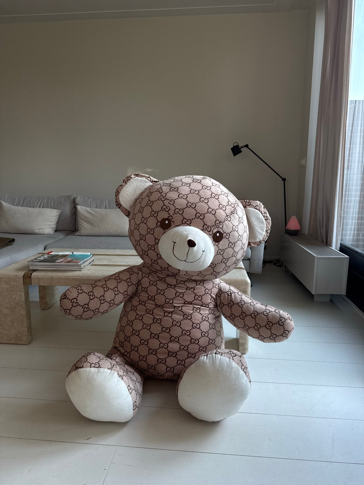 Grote Gucci-stijl teddybeer - Zo goed als nieuw, Ophalen, Overige merken, Overige karakters, Beer