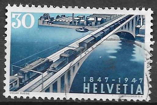 Zwitserland: Mi. 487 uit 1947  treinen, Ophalen of Verzenden, Gestempeld