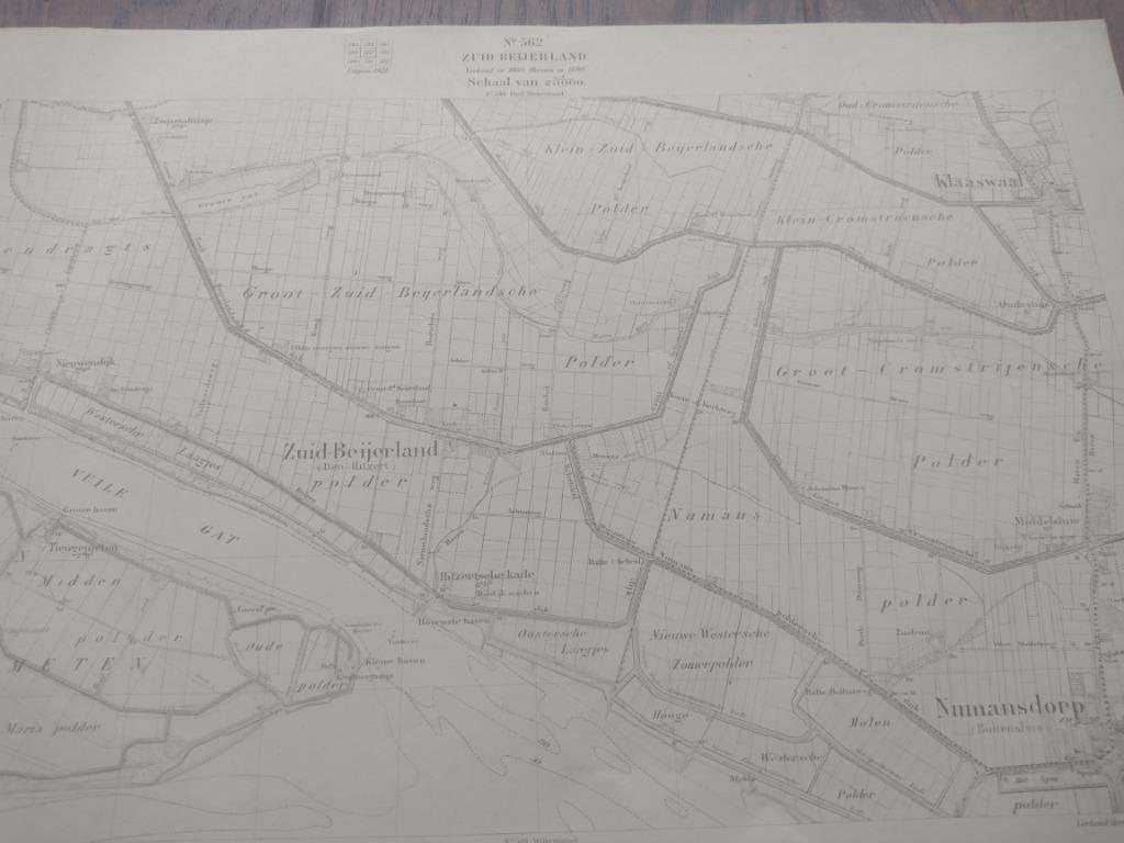 562 Zuid Beijerland Numansdorp Klaaswaal Plattegrond 1921, Antiek en Kunst, Ophalen of Verzenden
