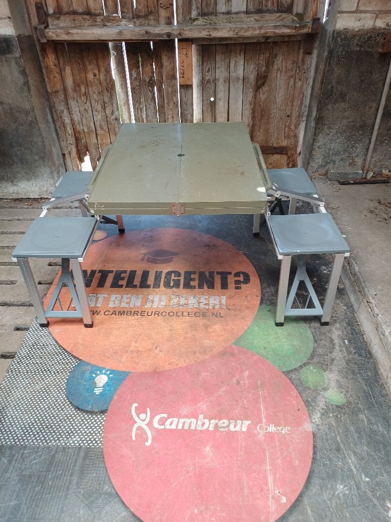 Op vouwbare aluminium Picknicktafel of Campingtafel, Tuin en Terras, Gebruikt, Aluminium, Ophalen of Verzenden, Rechthoekig