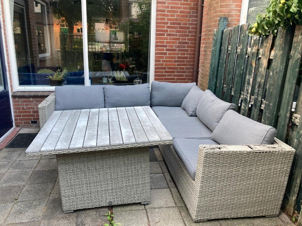 Karwei Pure Manchester tuinset loungeset bank tafel hoekbank, Ophalen, Gebruikt, 6 zitplaatsen, Aluminium