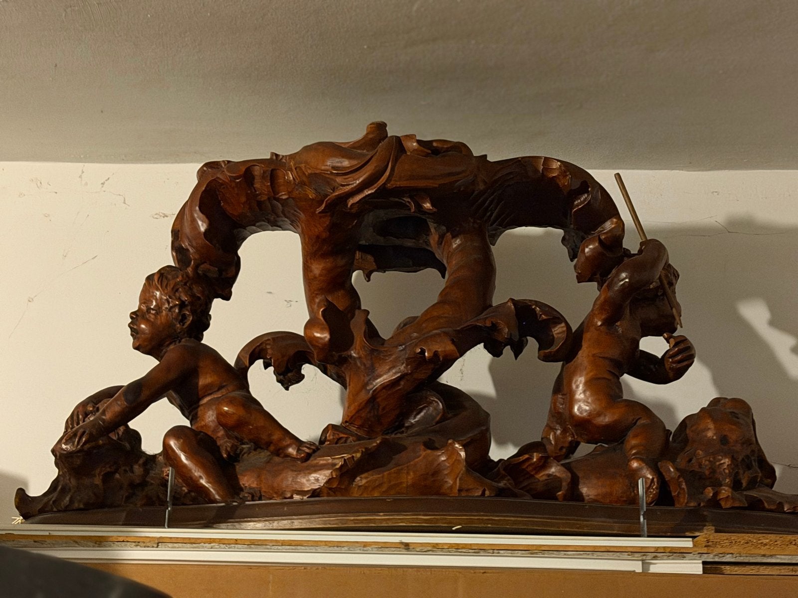 Vitage  Barok Salontafel met Engeltjes - Handgesneden Hout, Overige onderwerpen, 50 - 100 cm, Handgemaakt, Hout