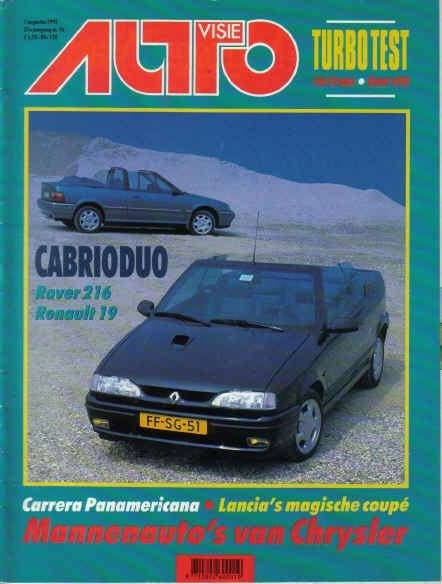 Autovisie 16 1992 : Rover 216 Cabrio - Renault 19 16V Cabrio, Ophalen of Verzenden, Gelezen, Algemeen