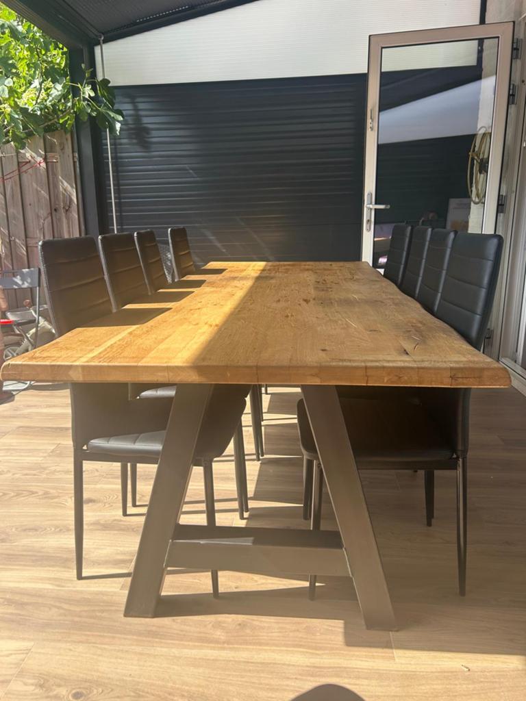 Eettafel met 8 stoelen, Ophalen, 200 cm of meer, 50 tot 100 cm, Zo goed als nieuw