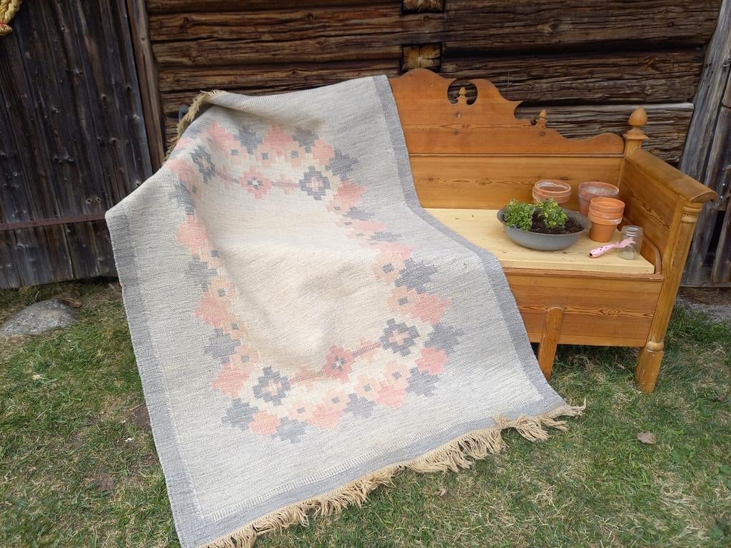 Zweeds wollen vloerkleed, lichtgrijs & pasteltinten, 100 tot 150 cm, 200 cm of meer, Ophalen of Verzenden, Grijs