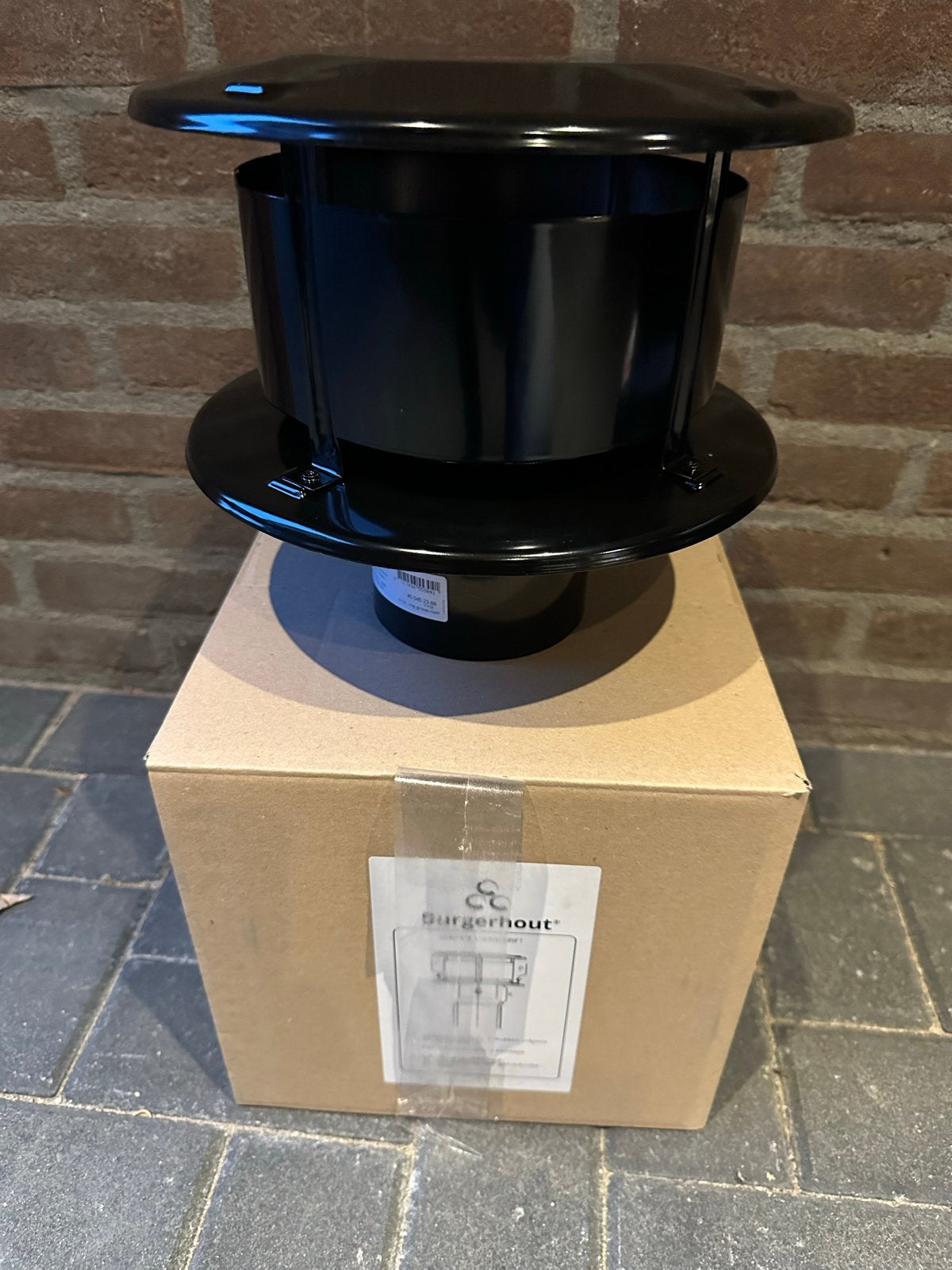 Dakdoorvoer Schoorsteenkap 110mm zwart nieuw PARTIJ, Huis en Inrichting, Ophalen, Nieuw, Hout, Houtkachel