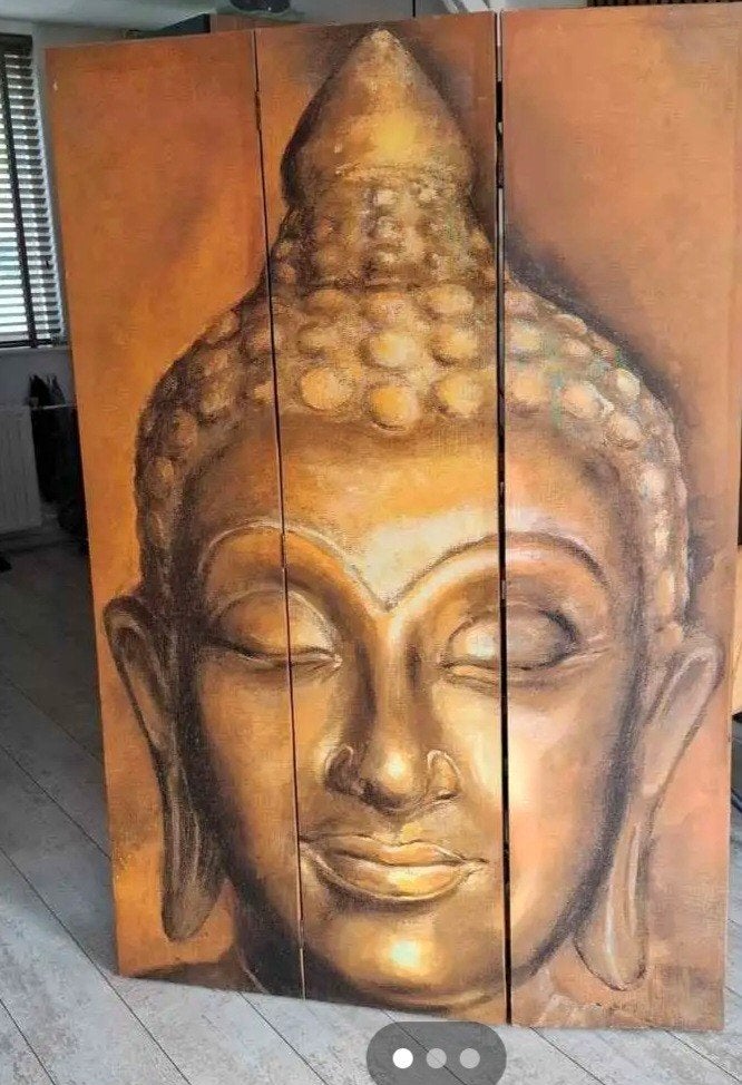 Kamerscherm 3-luik Boeddha 180cm hoog 150cm breed, Ophalen of Verzenden