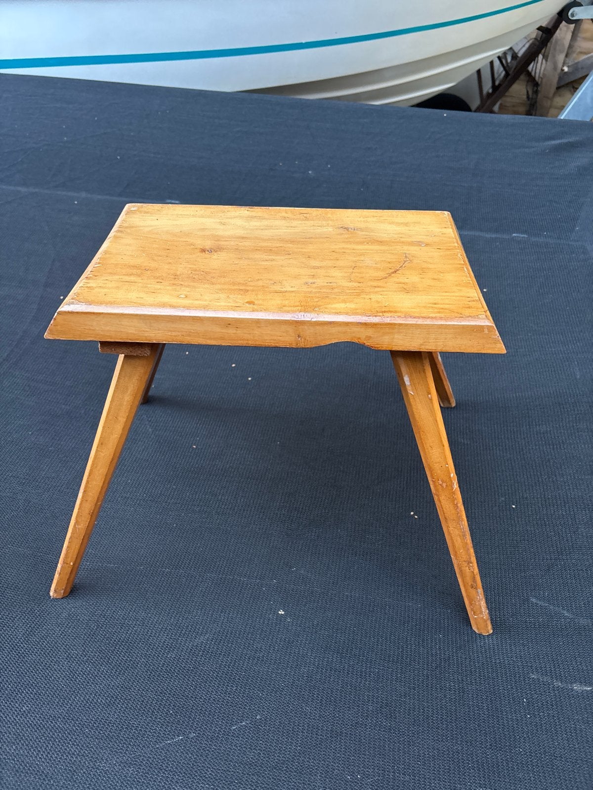 Vintage Houten Voetenbankje / Krukje - Jaren '50-'70 Stijl, Ophalen of Verzenden, Gebruikt, Hout